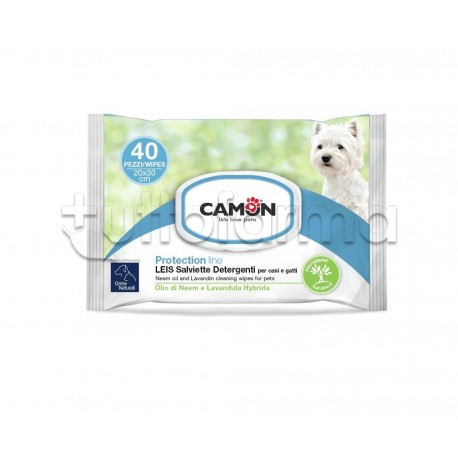 Camon Lies Salviette Detergenti Veterinarie per Cani e Gatti 40 Pezzi