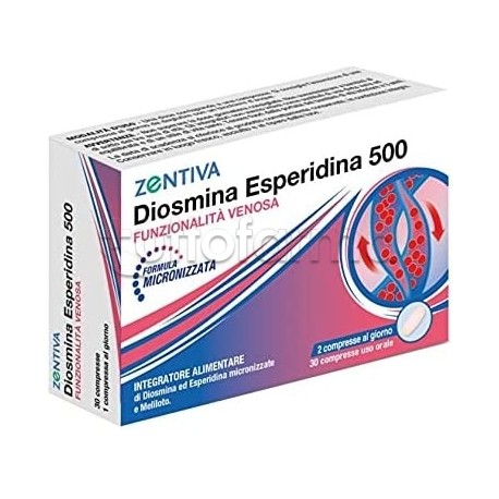 Zentiva Diosmina Esperidina 500 per Gambe Gonfie e Emorroidi 30 Compresse