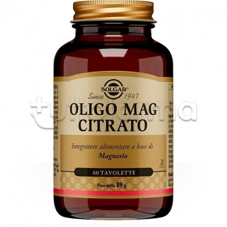 Solgar Oligo Mag Citrato Integratore Magnesio 60 Tavolette