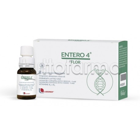Entero 4 Flor integratore per benessere intestinale 8 flaconcini da 10 ml Entero 4 Flor integratore per benessere intestinale 8 flaconcini da 10 ml