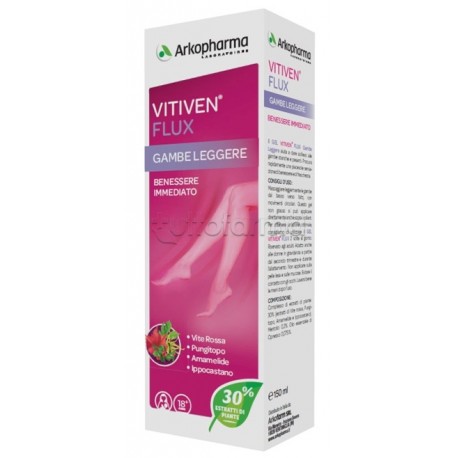 confezione di Vitiven Flux Gambe Leggere per Sollievo Gambe 150ml confezione di Vitiven Flux Gambe Leggere per Sollievo Gambe 150ml