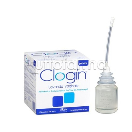 Clogin Lavanda Vaginale 5 Flaconi Da 100ml + 5 Cannule Vaginali