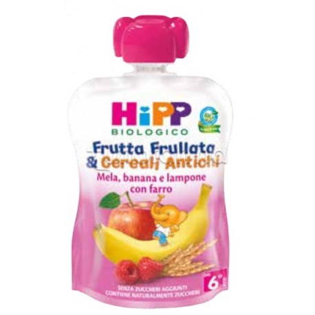 Hipp Biologico Frutta Frullata e Cereali Antichi Mela Banana Lampone con Farro 90g