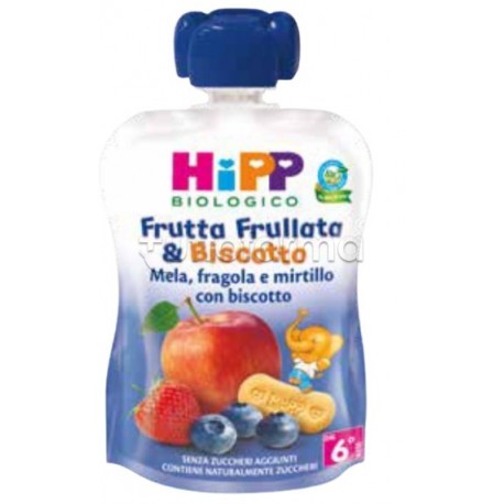 Hipp Biologico Frutta Frullata e Biscotto Mela, Fragola e Mirtillo con Biscotto 90g