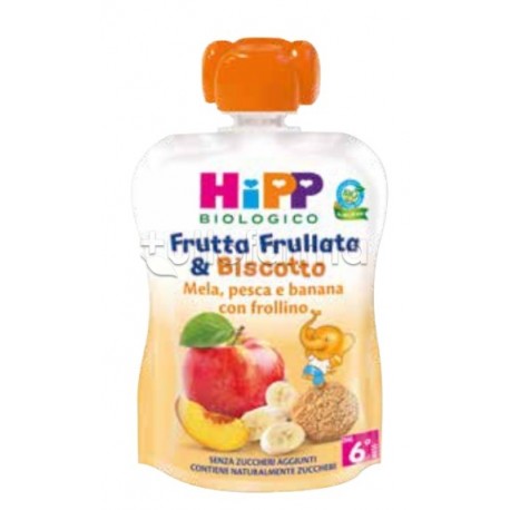 Hipp Biologico Frutta Frullata e Biscotto Mela, Pesca e Banana con Frollino 90g