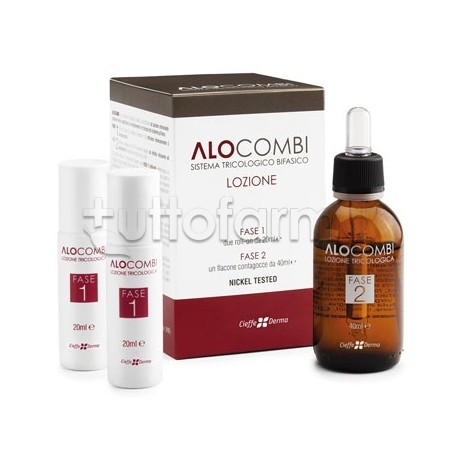 Alocombi Lozione per Diradamento Capelli 2 Roll-on da 20ml + 1 Flacone Contagocce da 40ml