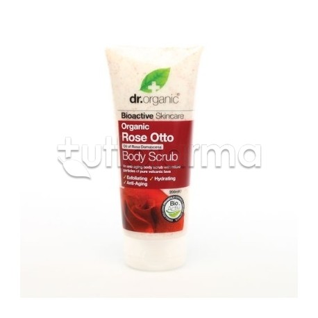 Dr Organic Rose Otto Body Scrub esfoliante naturale per pelle luminosa flacone da 200ml Dr Organic Rose Otto Body Scrub esfoliante naturale per pelle luminosa flacone da 200ml