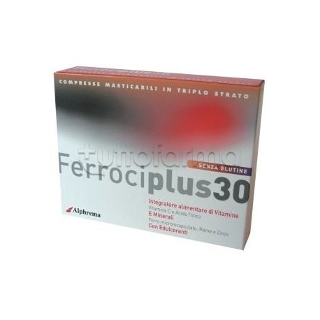 Ferrociplus 30 integratore di ferro per carenze e stomaco sensibile 24 compresse masticabili Ferrociplus 30 integratore di ferro per carenze e stomaco sensibile 24 compresse masticabili