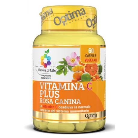 Optima Naturals Colours of Life Vitamina C Plus Rosa Canina Sistema Immunitario 60 Capsule