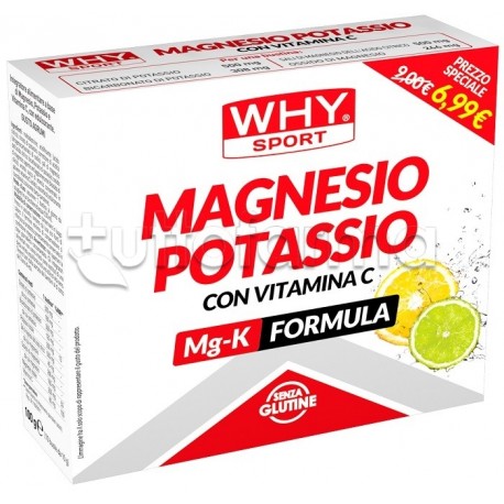 Magnesio Potassio Why Sport integratore sali minerali e vitamina C 10 bustine da 10g Magnesio Potassio Why Sport integratore sali minerali e vitamina C 10 bustine da 10g