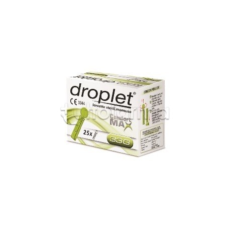 Lancette Pungidito Droplet Comfort Max Gauge 33 per Monitoraggio Glucosio Confezione da 25 Pezzi Lancette Pungidito Droplet Comfort Max Gauge 33 per Monitoraggio Glucosio Confezione da 25 Pezzi