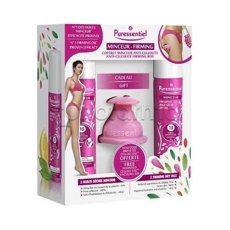 Puressentiel Snellente Cofanetto Snellente + Anticellulite per Cellulite e Pelle Tonica 2x100ml + Ventosa