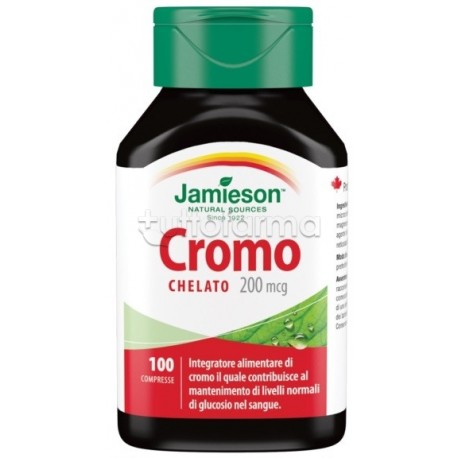 Scatola con Jamieson Cromo Chelato Integratore per Controllo Glucosio 100 Compresse Scatola con Jamieson Cromo Chelato Integratore per Controllo Glucosio 100 Compresse