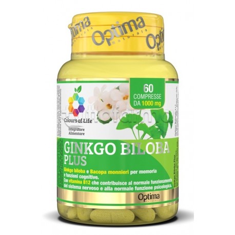 Optima Naturals Ginkgo Biloba Plus Integratore 60 Compresse 1000mg Optima Naturals Ginkgo Biloba Plus Integratore 60 Compresse 1000mg