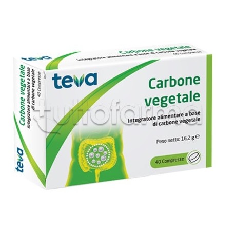Teva Carbone Vegetale Integratore con Carbone Vegetale 40 Compresse Teva Carbone Vegetale Integratore con Carbone Vegetale 40 Compresse