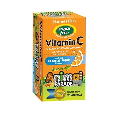 Natures Plus Animal Parade Senza Zucchero Vitamina C per Bambini 90 Tavolette Masticabili