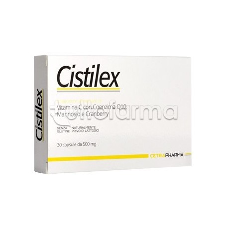 Cistilex integratore per benessere vie urinarie e drenaggio 30 capsule da 500mg Cistilex integratore per benessere vie urinarie e drenaggio 30 capsule da 500mg