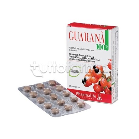 Guarana 100% integratore energizzante per stanchezza fisica e mentale 60 compresse Guarana 100% integratore energizzante per stanchezza fisica e mentale 60 compresse