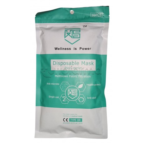 Mascherina Chirurgica Monouso a Triplo Strato BDR Wellness - Confezione 10 Pezzi - 10 Centesimi a Mascherina