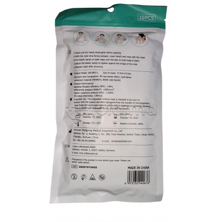 Mascherina Chirurgica Monouso a Triplo Strato BDR Wellness - Confezione 10 Pezzi - 10 Centesimi a Mascherina