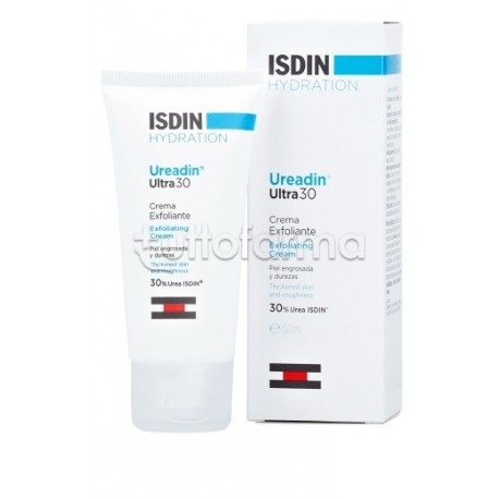 Foto tubo e scatola di Isdin Ureadin Ultra 30 Crema Esfoliante 50ml Foto tubo e scatola di Isdin Ureadin Ultra 30 Crema Esfoliante 50ml