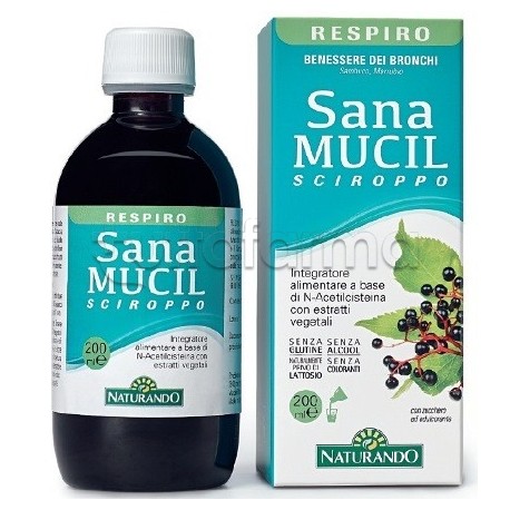 Flacone di Naturando SanaMucil Sciroppo Fluidificante Bronchiale 200 ml Flacone di Naturando SanaMucil Sciroppo Fluidificante Bronchiale 200 ml