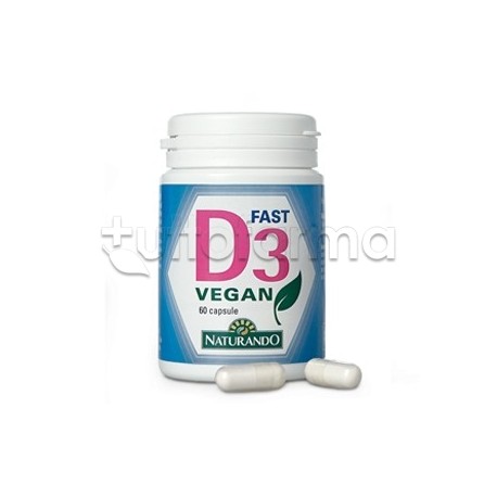 barattolo di Naturando D3 Fast Vegan Integratore Vegano di Vitamina D3 60 Capsule barattolo di Naturando D3 Fast Vegan Integratore Vegano di Vitamina D3 60 Capsule