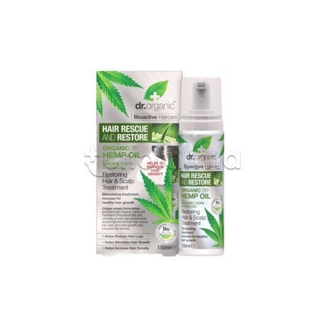 Dr Organic Hemp Oil Olio di Canapa Mousse Capelli Ristrutturante per Crescita e Rinforzo 150 ml