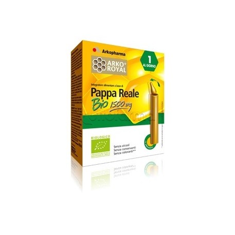 Arkoroyal Pappa Reale Bio 1500 mg per Difese Immunitarie ed Energia 10 Flaconcini da 15 ml Arkoroyal Pappa Reale Bio 1500 mg per Difese Immunitarie ed Energia 10 Flaconcini da 15 ml