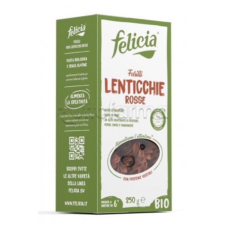 Felicia Bio Fusilli di Lenticchie Rosse per Alimentazione Equilibrata 250 g Felicia Bio Fusilli di Lenticchie Rosse per Alimentazione Equilibrata 250 g