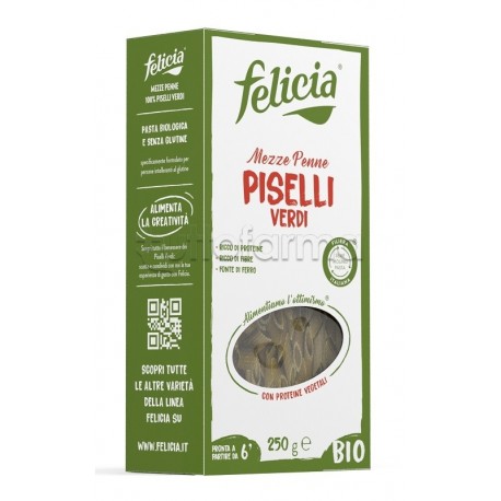 Felicia Bio Mezze Penne Piselli Verdi per Dieta Equilibrata 250 g Felicia Bio Mezze Penne Piselli Verdi per Dieta Equilibrata 250 g