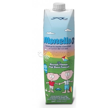 Monello 3 Formula Per La Crescita A Base Di Latte Per Bambini Da 1 A 3 Anni Liquido 1 Litro Monello 3 Formula Per La Crescita A Base Di Latte Per Bambini Da 1 A 3 Anni Liquido 1 Litro