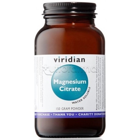 Viridian Magnesium Citrate per Energia e Benessere per Stanchezza e Muscoli 150g Polvere