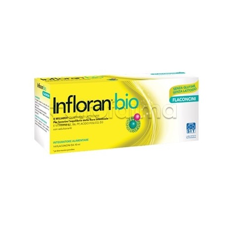Infloran Bio Adulti per Equilibrio Intestinale 14 Flaconcini da 10ml Infloran Bio Adulti per Equilibrio Intestinale 14 Flaconcini da 10ml