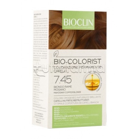Bioclin Bio Colorist 7,45 Biondo Rame Mogano per Colorazione Permanente e Copertura Capelli Bianchi Kit Completo Bioclin Bio Colorist 7,45 Biondo Rame Mogano per Colorazione Permanente e Copertura Capelli Bianchi Kit Completo