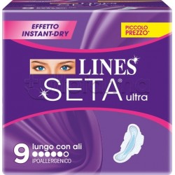 Lines Seta Ultra Instant Dry Assorbenti Lunghi con Ali 9 Pezzi