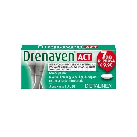 Drenaven Act 7 Days integratore drenante per gambe leggere 7 compresse Drenaven Act 7 Days integratore drenante per gambe leggere 7 compresse