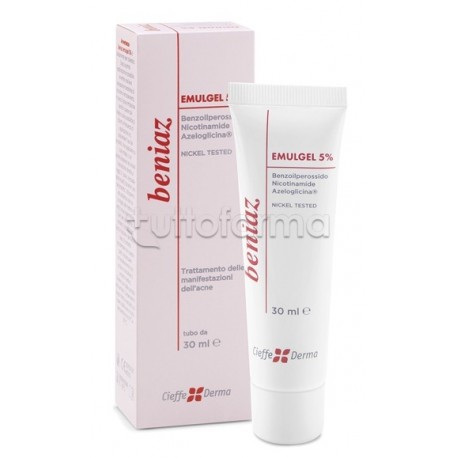 Tubo con Beniaz Emulgel 5% Crema per Acne e Pelle Grassa 30ml
