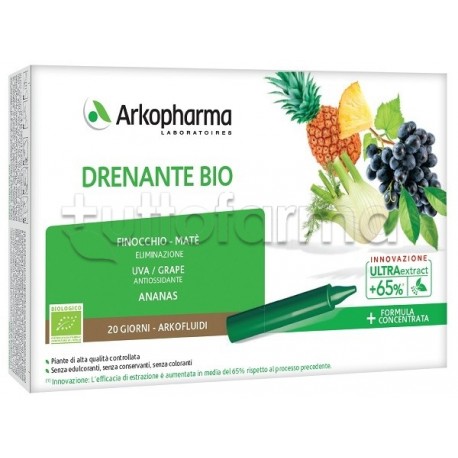 Arkofluidi Ultra Suoni Drenante Bio per Eliminazione Liquidi 20 Flaconcini Arkofluidi Ultra Suoni Drenante Bio per Eliminazione Liquidi 20 Flaconcini