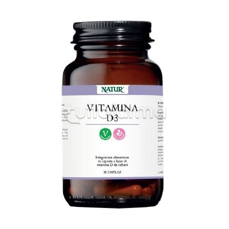 Natur Vitamina D3 Integratore per Sistema Immunitario per Difese Immunitarie 30 Capsule Vegetali Natur Vitamina D3 Integratore per Sistema Immunitario per Difese Immunitarie 30 Capsule Vegetali