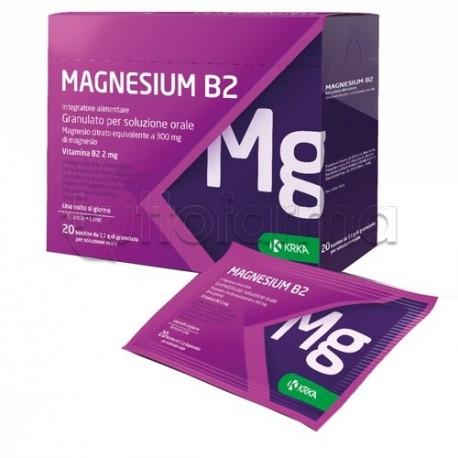Magnesium B2 Integratore Vitamina B per Mal di Testa, Stress e Nervosismo 20 Bustine