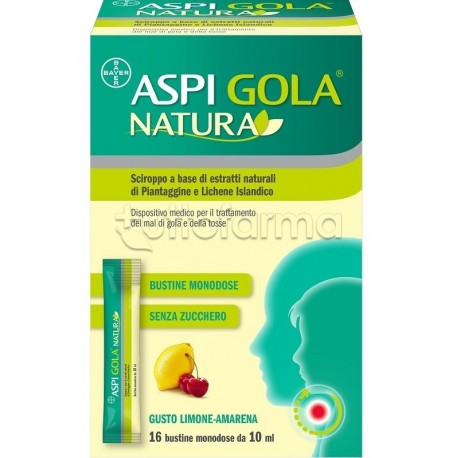 Aspi Gola Natura Sciroppo per Tosse e Mal di Gola di Adulti e Bambini 16 Bustine Aspi Gola Natura Sciroppo per Tosse e Mal di Gola di Adulti e Bambini 16 Bustine
