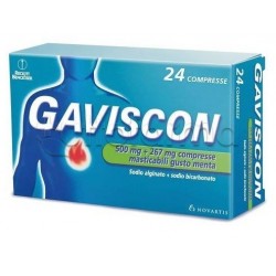 Gaviscon 500mg+267mg Aroma Menta 24 Compresse Masticabili Per Bruciore di Stomaco