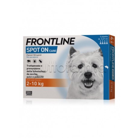 Frontline Spot-on Antiparassitario Veterinario per Cani 2-10Kg 4 Pipette