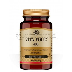 Solgar Vita Folic 400 Integratore di Acido Folico per Gravidanza 100 Tavolette