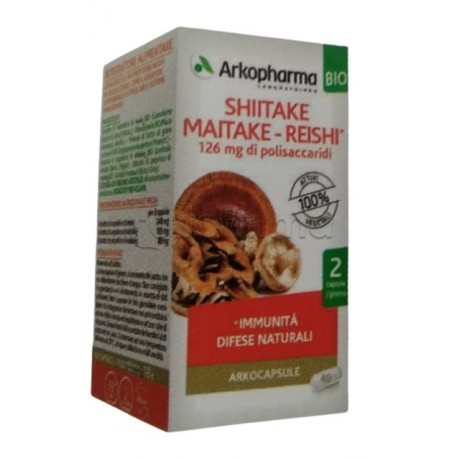 Arkocapsule Shiitake-Maitake-Reishi Bio Integratore per Difese Immunitarie 40 Capsule Arkocapsule Shiitake-Maitake-Reishi Bio Integratore per Difese Immunitarie 40 Capsule