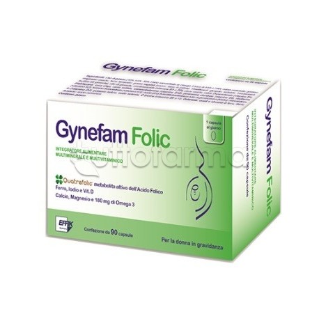 Gynefam Folic integratore gravidanza con Omega 3, ferro e vitamine 90 capsule