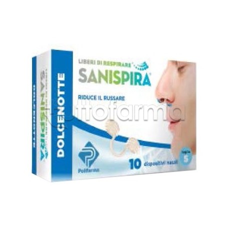 Polifarma Sanispira Dolce Notte Filtro Nasale per Sonno 10 Pezzi 
