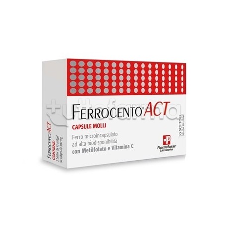 Ferrocento Act per Aumentato Fabbisogno di Ferro 30 Capsule Molli Ferrocento Act per Aumentato Fabbisogno di Ferro 30 Capsule Molli