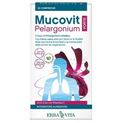 Erbavita Mucovit Pelargonium Forte Integratore per Vie Respiratorie 30 Compresse